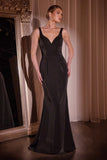 Ladivine J881 Long Fit and Flare Crepe Gown With Removable Jacket