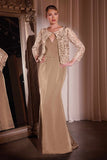 Ladivine J881 Long Fit and Flare Crepe Gown With Removable Jacket