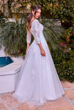 Ladivine J883W Wedding A-Line Ball Gown Long Sleeves Lace Applique