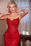 CLEARANCE - Ladivine J888 Long Strapless Fitted Sweetheart Sequin Bodice Gown (Size 12)