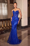 Ladivine J888 Long Strapless Fitted Sweetheart Sequin Bodice Gown