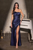 Ladivine J906 Show Stopper Sleek Fitted Liquid Satin Gown