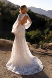 Nox Anabel JE1009L Long Puff Sleeve Bridal Mermaid Dress