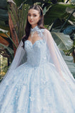 Juliet JT1449J Poofy Strapless Sweetheart Quinceanera Gown Includes Cape