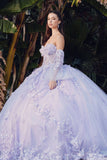 Juliet JT1459J Princess Ball Gown Strapless Bell Sleeves Quinceanera Dress