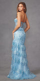 Juliet JT2455K Long Strapless Sweetheart Fitted Sheer Bodice Slit Gown