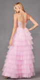 Juliet JT2458A Long Ruffle Tulle A-Line Ball Gown Bustier Bodice Thin Straps