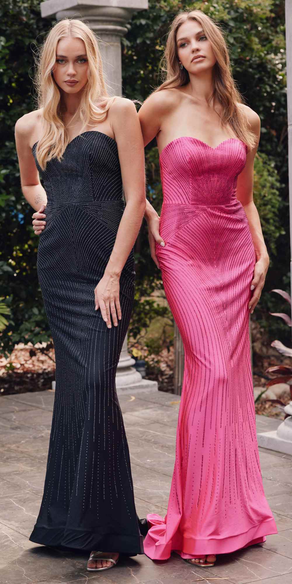 Juliet JT2472R Long Strapless Rhinestone Details Sweetheart Fitted Gown