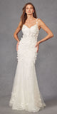 Juliet JT2475UW Long 3D Floral Applique Fitted Mermaid Gown