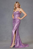 Juliet JT2494S Dress Sleeveless Metallic Fitted Evening Gown
