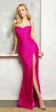 Juno M1031 Long Boned Bodice Cowl Neckline Fitted Formal Gown