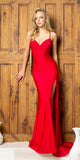 Juno M1034 Long Fitted Open Lace-Up Back Side Slit Mermaid Dress