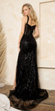 Juno M1035 Long Sheer Corset Bodice Fitted Sequin and Beaded Gown