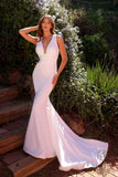 Nox Anabel JW985 Long Halter V-Neck Bridal Mermaid Dress