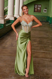 Nox Anabel K1575 Silver Stone Adorned Corset with Pleated Skirt Dress