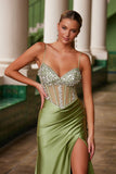 Nox Anabel K1575 Silver Stone Adorned Corset with Pleated Skirt Dress