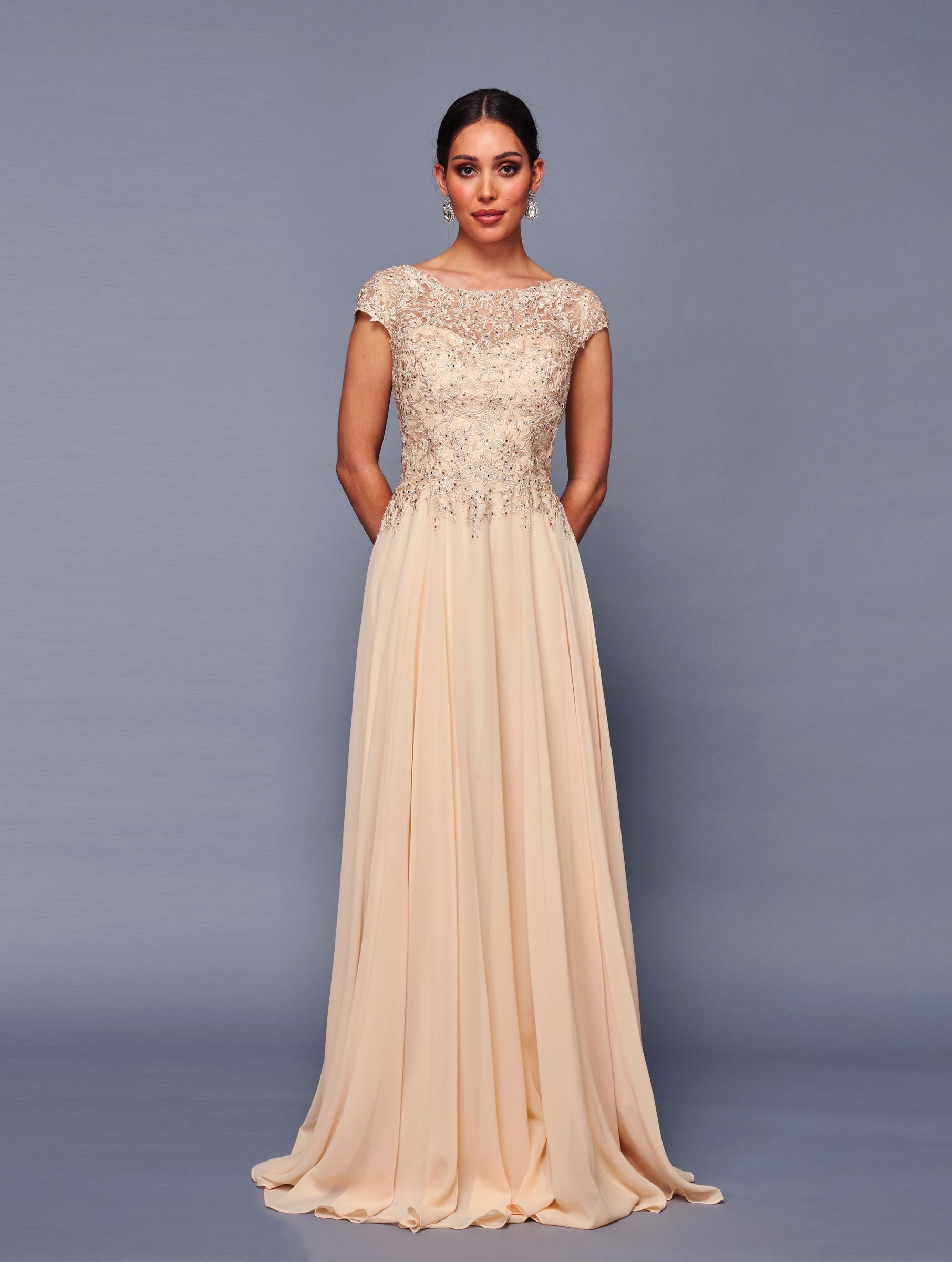 Deklaire Bridal K311 Mother of the Bride A-Line Cap Sleeve Chiffon Gown