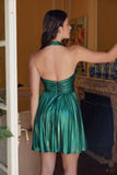 Nox Anabel K822 Short Halter Top Pleated Homecoming Dress