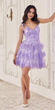 Ladivine KV1090 Glitter Printed A-Line Ruffle Short Dress