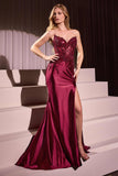 Ladivine KV1112 Dress Satin and Lace Strapless Fitted Gown