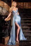 Ladivine KV1125 Fitted Satin & Lace Bodycon Prom Dress