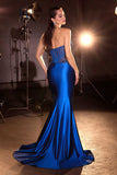 Ladivine KV1136 Strapless Sweetheart Draped Satin Skirt Fitted Evening Gown
