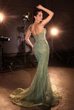 Ladivine KV1137 Strapless Beaded Bodice Glitter Tulle Mermaid Dress