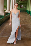 Nox Anabel M1702 Illusion Waistline Fully Beaded Draped Hip Dress
