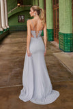 Nox Anabel M1702 Illusion Waistline Fully Beaded Draped Hip Dress