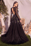 Andrea & Leo MA107 Dress Long Sleeve Black Embellished Ball Gown