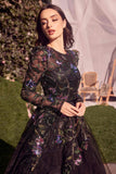 Andrea & Leo MA107 Dress Long Sleeve Black Embellished Ball Gown
