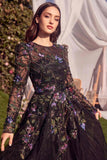Andrea & Leo MA107 Dress Long Sleeve Black Embellished Ball Gown