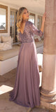 Nox Anabel MF103 Long Sequin Bodice 3/4 Sleeve A-line Gown