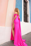 Nox Anabel P1399 Long Single Cape Sleeve Off the Shoulder Glitter Gown