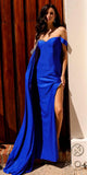 Nox Anabel P1399 Long Single Cape Sleeve Off the Shoulder Glitter Gown