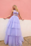 Nox Anabel P1400 Long Tiered Tulle Skirt Corset A-Line Ball Gown