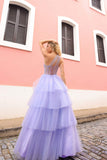 Nox Anabel P1400 Long Tiered Tulle Skirt Corset A-Line Ball Gown