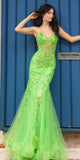 Nox Anabel Q1390 Long Fitted Sequin Applique Trumpet Skirt Gown
