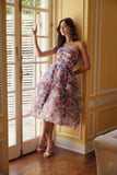Nox Anabel Q842 Floral Print A-Line Tea Length Dress