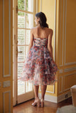 Nox Anabel Q842 Floral Print A-Line Tea Length Dress