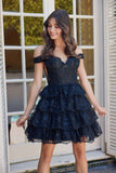 Nox Anabel R877 Dress Short A-Line Off the Shoulder Tiered Skirt