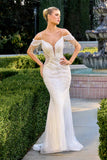 Ladivine SF209W Cold Off The Shoulder Fringe Beaded Mermaid Bridal Gown