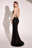Ladivine Amoris T1001 Long Fitted Sequin V-Neck Evening Gown