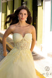 Nox Anabel T1326 Long Strapless Bonded Bodice Glitter Tulle A-Line Gown