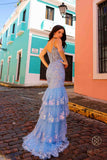 Nox Anabel T1337 Long Tiered Skirt Fitted Sequin Applique Mermaid Gown