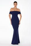 Astee T2011 Off the Shoulder Fitted Evening Gown Back Slit