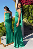 Astee T2012 Strapless Fitted Mermaid Gown with Scarf
