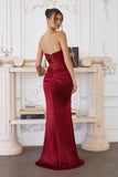 Amoris T611 Strapless Satin Gown Boned Bodice Fitted Skirt Lace-Up Back