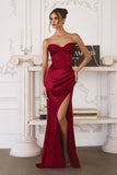 Amoris T611 Strapless Satin Gown Boned Bodice Fitted Skirt Lace-Up Back