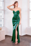 Amoris T611 Strapless Satin Gown Boned Bodice Fitted Skirt Lace-Up Back